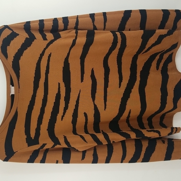 Chico's Animal Striped Crew Neck Stretch Knit Pullover Sweater Top - Picture 10 of 12